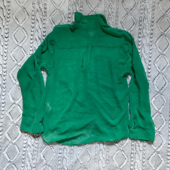Garage Green Chiffon Button Up - Picture 2 of 3